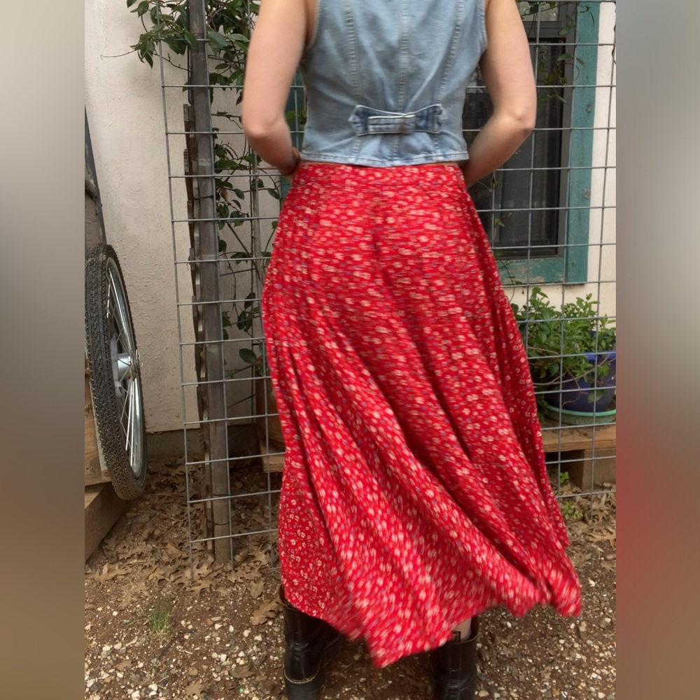 Floral Red Skirt